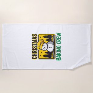 Christmas Baking Crew Snowman Holiday Design Beach Towel