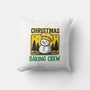 Christmas Baking Crew Snowman Holiday Design Cushion