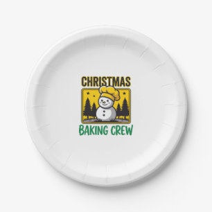Christmas Baking Crew Snowman Holiday Design Paper Plate