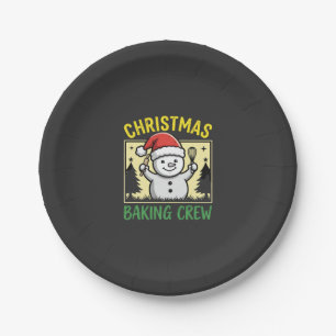 Christmas Baking Crew Snowman Holiday Paper Plate