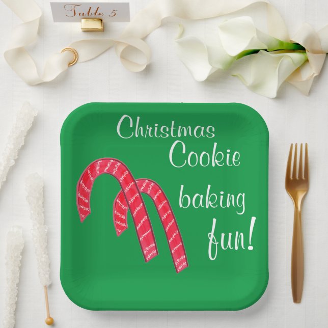 Christmas Baking Fun Candy Canes Paper Plate (Wedding)