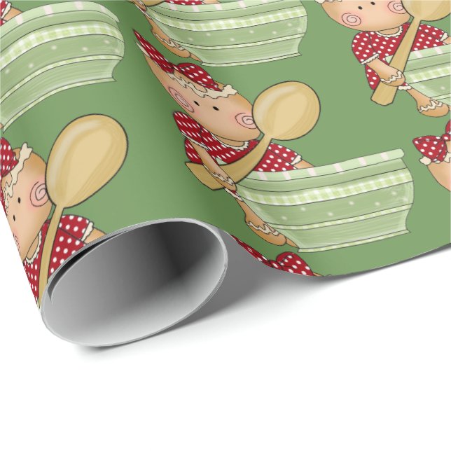Christmas baking gingerbread Holiday party wrap Wrapping Paper (Roll Corner)