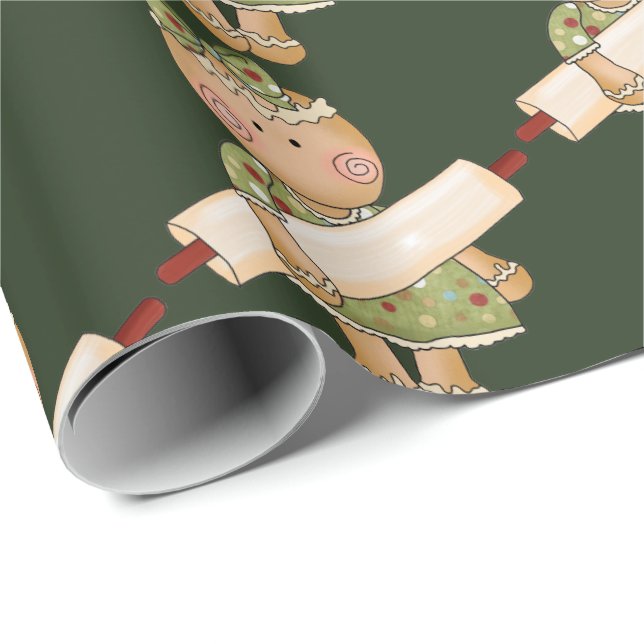 Christmas baking gingerbread tiled party wrap wrapping paper (Roll Corner)