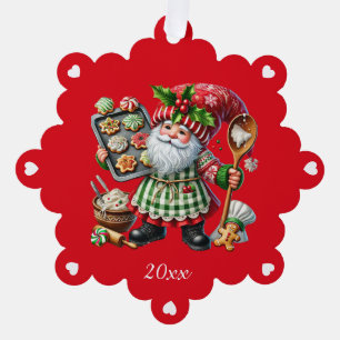 Christmas Baking Gnome Personalized Tree Decoration Card