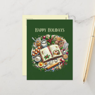 Christmas baking lovers recipe book holiday postcard