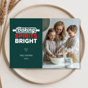Christmas Baking Spirits Bright Family Photo Holiday Card