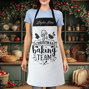 Christmas Baking Team Cute Black Personalised Apron