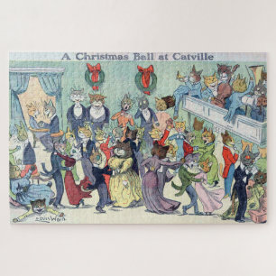 Christmas Ball at Catville, Louis Wain Jigsaw Puzzle