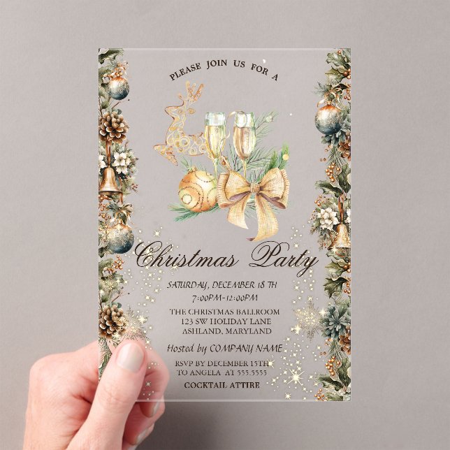 Christmas Ball,Bells Pinecones,Reindeer,Glass  Acrylic Invitations (Insitu (Handheld))