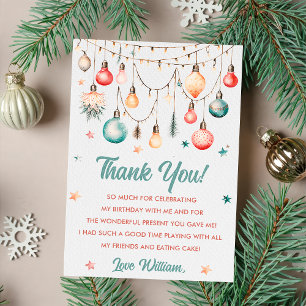 Christmas Ball Birthday Party Thank You Card