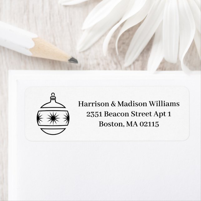Christmas ball black white custom Return Address  Label (Insitu)