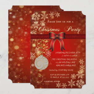 Christmas Ball, Bow Corporate  Christmas Party Invitation