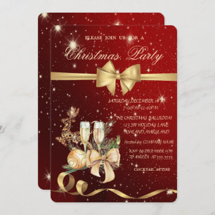 Christmas Ball,Bow,Reindeer Christmas Party Invit Invitation