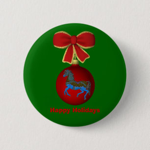 Christmas Ball Carousel Horse Holiday Button Pin