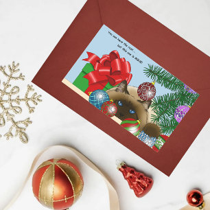Christmas Ball Cat Rectangular Sticker