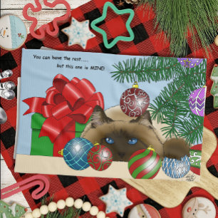 Christmas Ball Cat Tea Towel