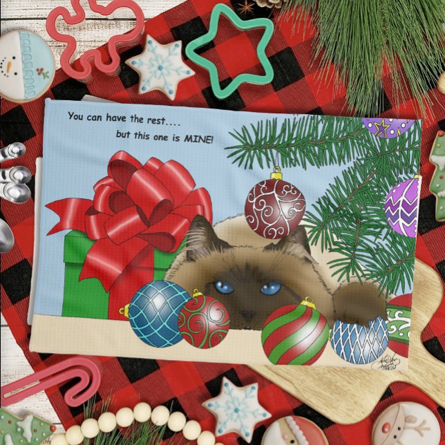 Christmas Ball Cat Tea Towel (Creator Uploaded)