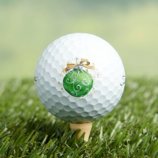 Christmas Ball Decoration/Aqua + Gold/ Golf Balls (Insitu Tee)