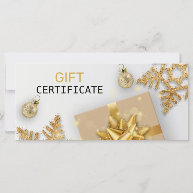 Christmas Ball Gold Gift Gold Snowflakes Gift Card (Front)