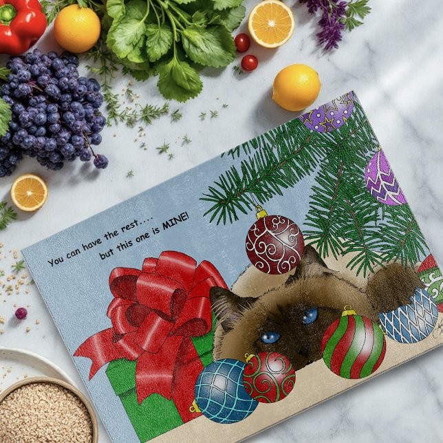 Christmas Ball Ornament Cat Cutting Board (Creator Uploaded)