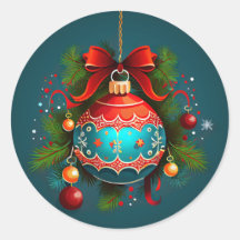 Christmas Ball Ornament Classic Round Sticker