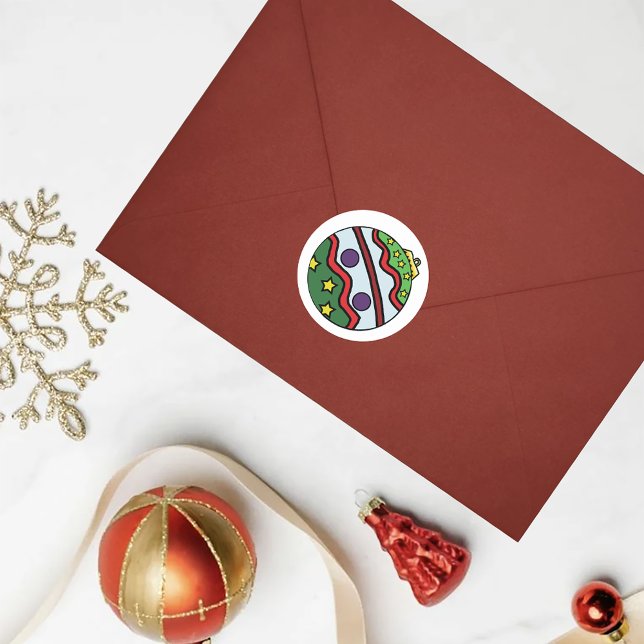 Christmas Ball Ornament Classic Round Sticker (Creator Uploaded)