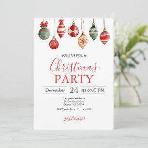 Christmas Ball Ornament Party Invitation