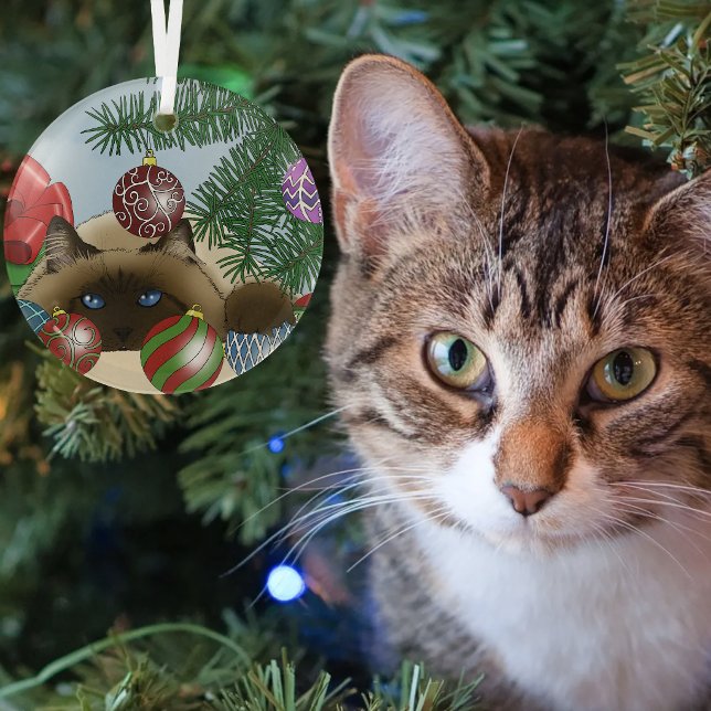 Christmas Ball Ornament Siamese Cat Funny (Creator Uploaded)