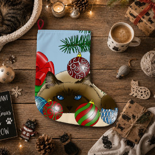 Christmas Ball Ornament Siamese Cat Funny Large Christmas Stocking