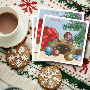 Christmas Ball Ornament Siamese Cat Funny Napkin