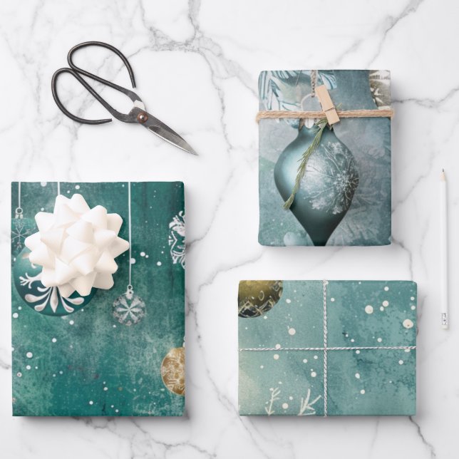Christmas ball pattern wrapping paper sheet (Front)