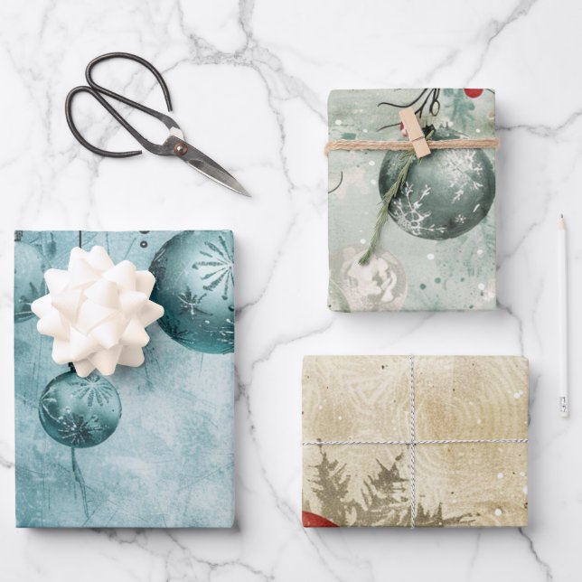 Christmas ball pattern wrapping paper sheet (Front)