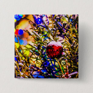 Christmas Ball Red 15 Cm Square Badge