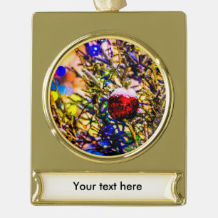 Christmas Ball Red Gold Plated Banner Ornament
