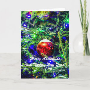 Christmas Ball Red Green Holiday Card
