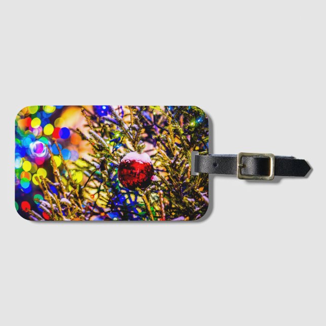Christmas Ball Red Luggage Tag (Front Horizontal)