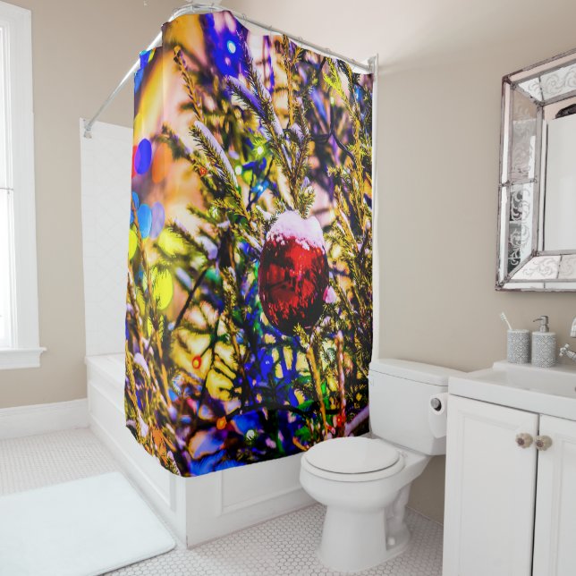 Christmas Ball Red Shower Curtain (In Situ)