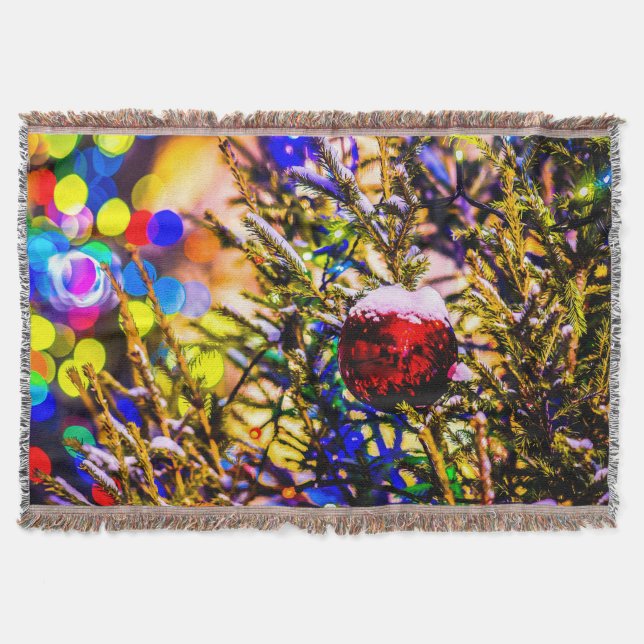 Christmas Ball Red Throw Blanket (Front)