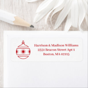Christmas ball red white custom Return Address  Label