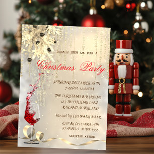 Christmas Ball,Red Wine Corporated Christmas Party Invitation