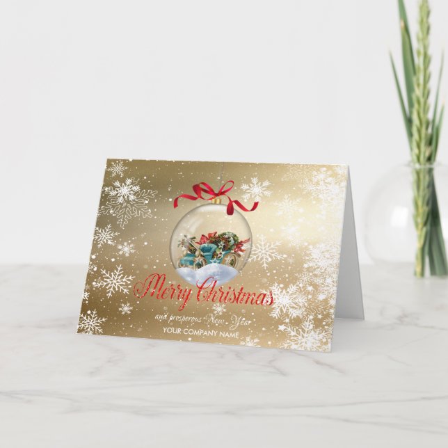 Christmas Ball Retro Cra Company Greeting  Holiday Card (Front)