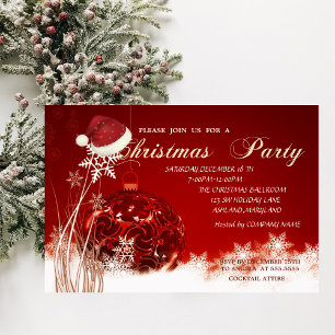 Christmas Ball,Santa Hat, Company Christmas Party Invitation