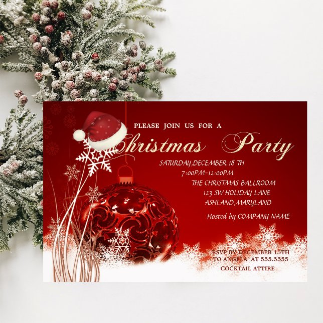 Christmas Ball,Santa Hat, Company Christmas Party Invitation (Creator Uploaded)