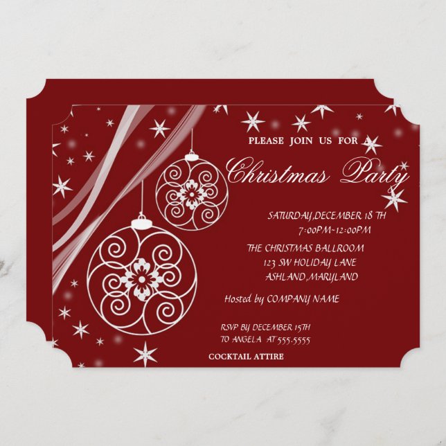 Christmas Ball Snowflakes,CorporateChristmas Party Invitation (Front/Back)