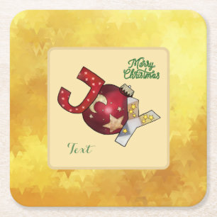 Christmas ball square paper coaster