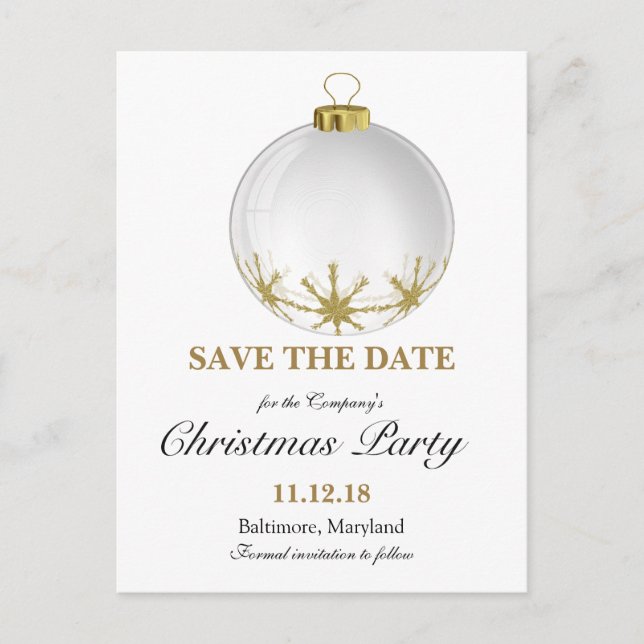 Christmas Ball Star Christmas Party Save The Date Announcement Postcard (Front)