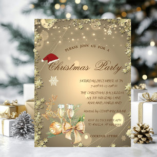 Christmas Ball,Stars,Reindeer Christmas Company  Invitation