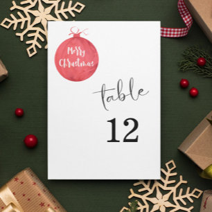 Christmas Ball Table Number Card