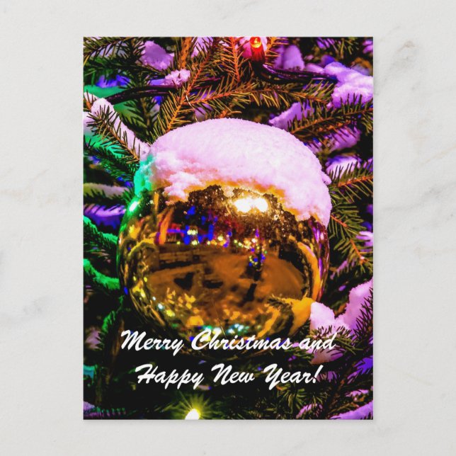 Christmas Ball Yellow Holiday Postcard (Front)