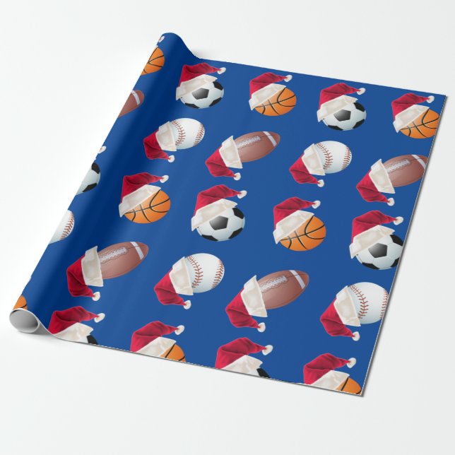 Christmas Baller Sports Funny Santa Holiday Wrapping Paper (Unrolled)